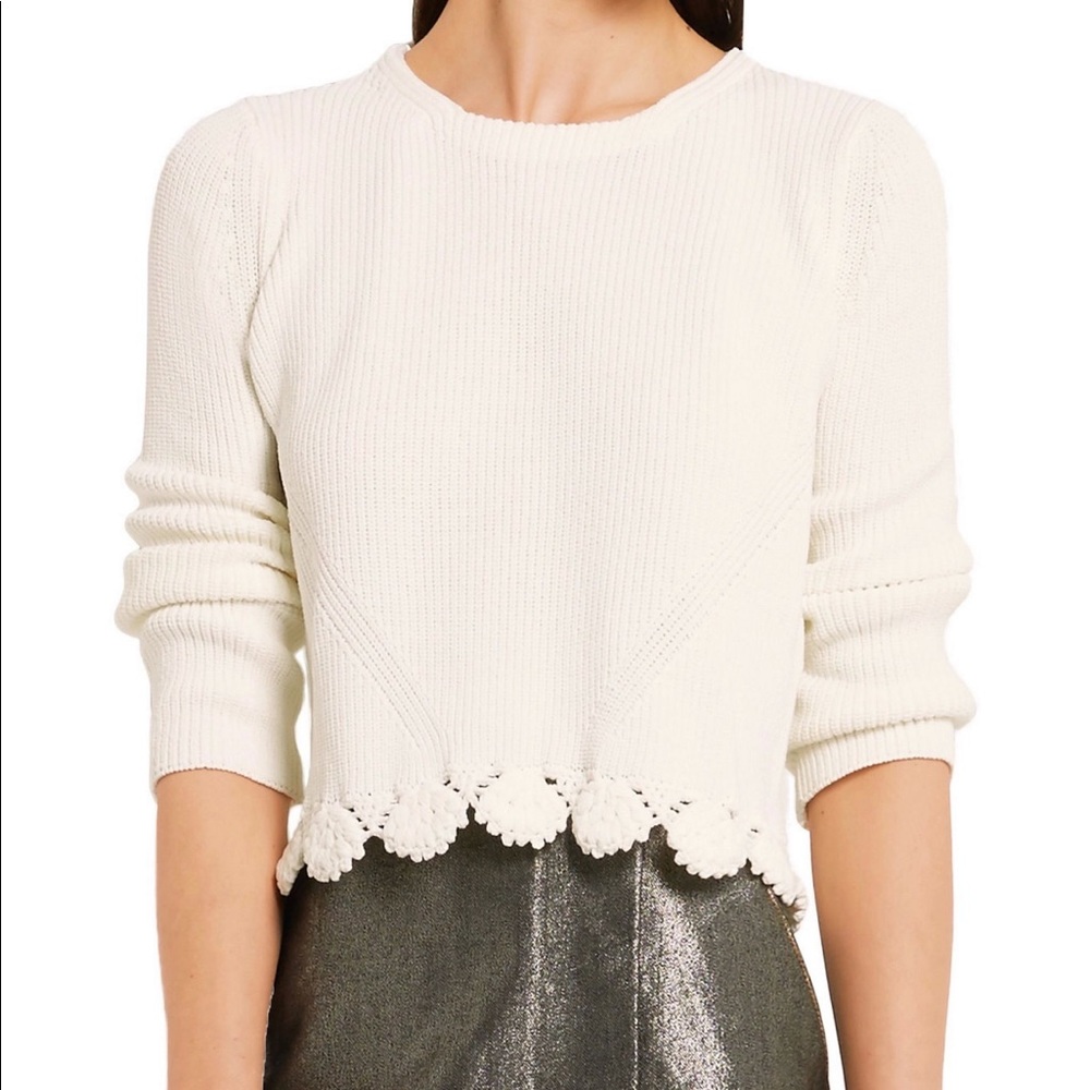 Maje Ribbed-knit Sweater Ecru
